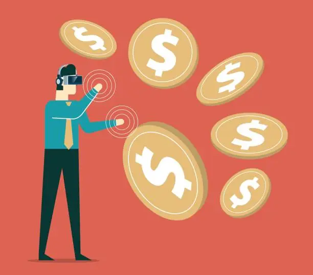 Vector illustration of Virtual reality - Currency
