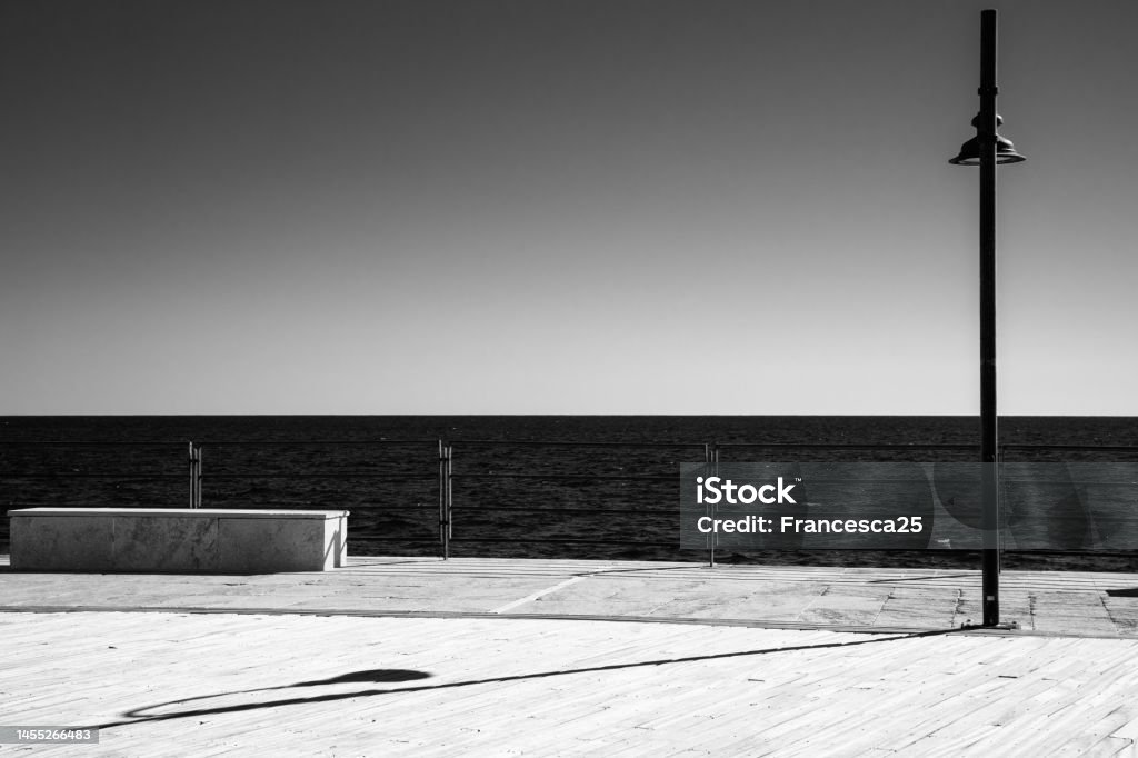 Promenade in Varigotti, Italy Promenade in Varigotti, Italy: minimal black and white photo Architecture Stock Photo