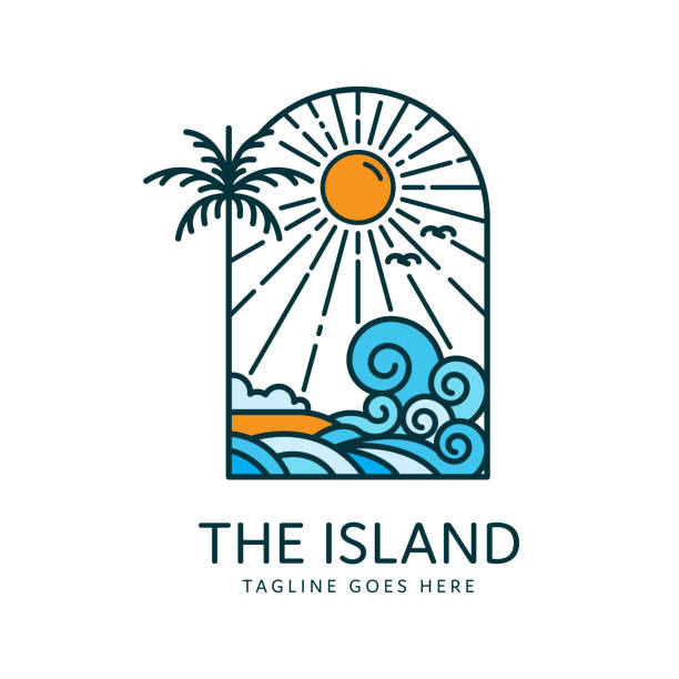 дизайн тропических островов - sea beach surf coastline stock illustrations