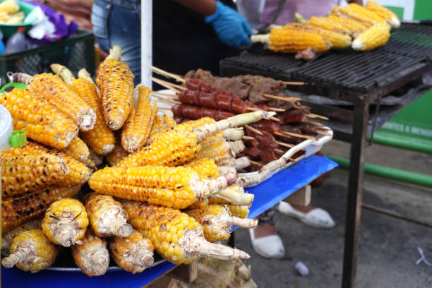 istock Cobs and meat roasted on charcoal outdoors 1455269540
