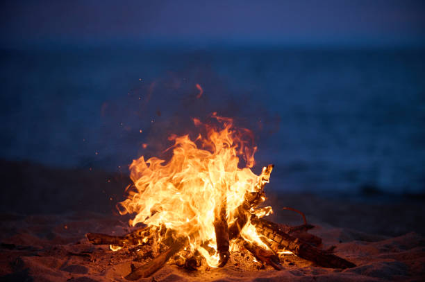 istock Beach Bonfire selective focus with Beautiful Sunset or sunrise nobody 1455272952