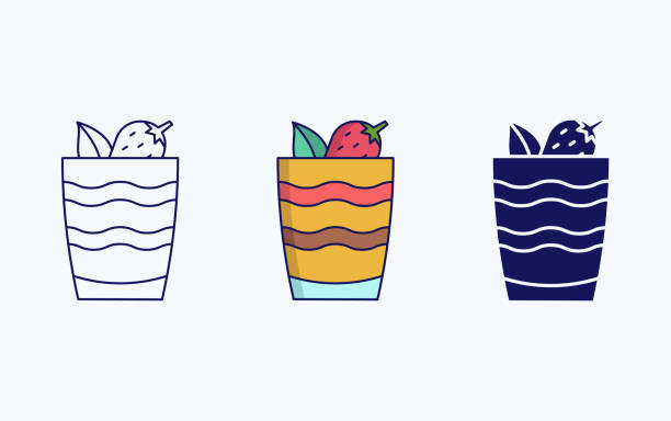 ilustrações de stock, clip art, desenhos animados e ícones de tiramisu trifle icon - parfait glass