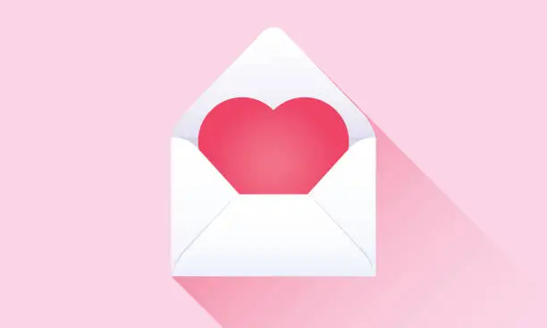 Vector illustration of Envelope and heart shape. Love Letter. Valentine's day