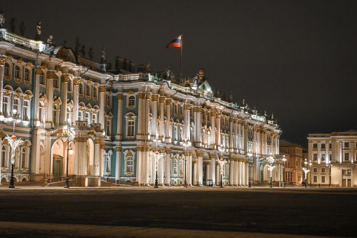 view of the hermitage and the winter palace in St. Petersburg