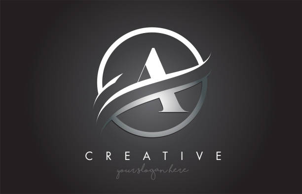 istock A Letter Logo Design with Circle Steel Swoosh Border and Creative Icon Design. 1455277966