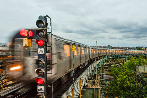 New York, Brooklyn, September 30, 2022: The Broadway Junction transportation hub at dusk.