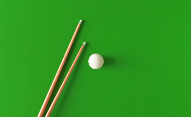 istock Snooker Concept - Pool Cue and Cue Ball On Green Pool Table 1455281834