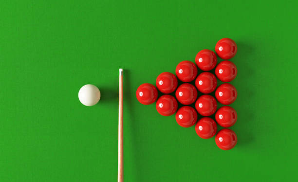 istock Snooker Concept - Pool Cue and Pool Balls On Green Pool Table 1455281977