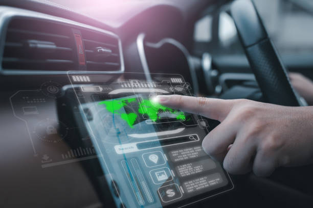 istock graphic user interface and a futuristic car (GUI). intelligent vehicle connected vehicle The Internet of Things the head-up display (HUD) 1455284561