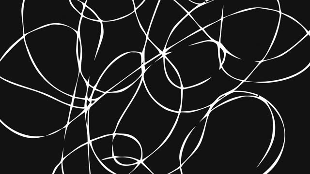 Animated matted doodle background with white pen style stroke on black background
