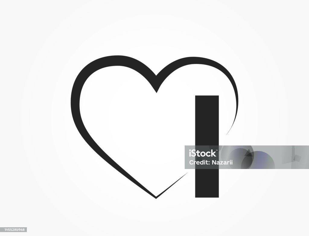 Letter I And Heart Typography Element For Valentines Day Design ...