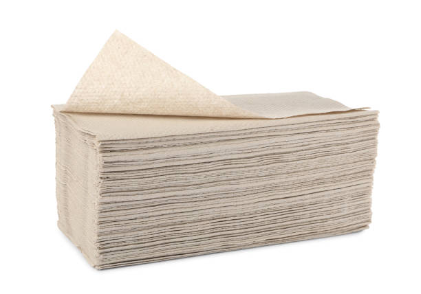 istock Stack of paper towels isolated on white 1455287413