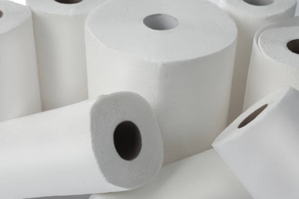 istock Rolls of paper towels as background, closeup view 1455287526