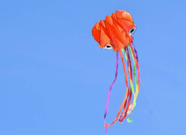 istock Colorful kite in the blue sky with a copy space 1455288631