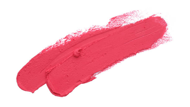 istock Smears of bright pink lipstick on white background 1455289751