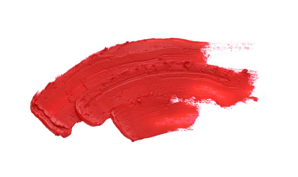 istock Smears of red lipstick on white background 1455289776