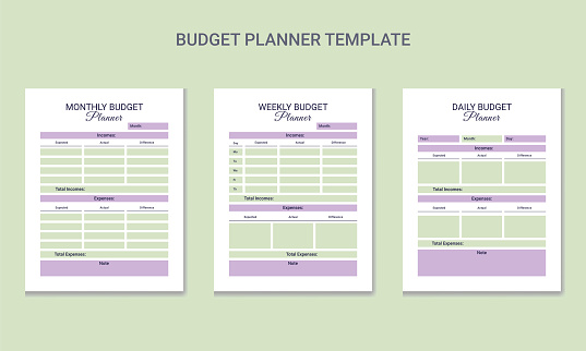 Vector personal  monthly weekly daily budget planner Vector Template