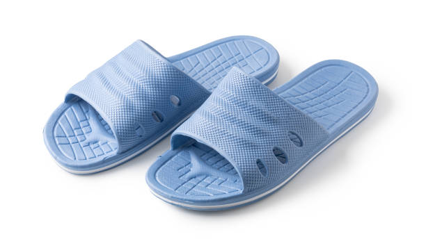 istock Blue Rubber Slippers on a white background 1455293441