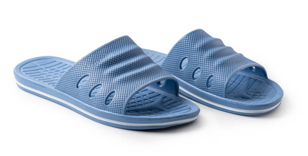 istock Blue Rubber Slippers on a white background 1455293444