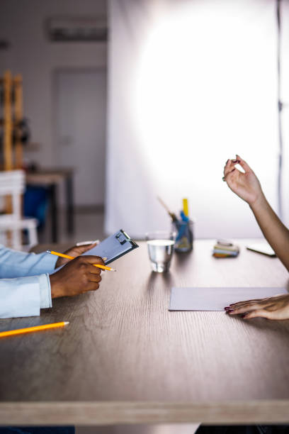 meeting the employer with a new candidate for the job in the design of the information related to employment. 3d illustration
