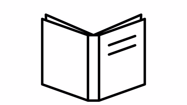 Simple open book icon 4k animation. Book icon
