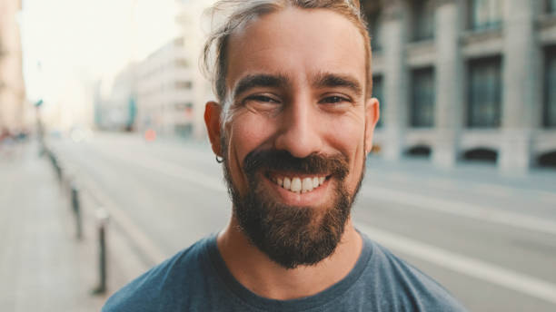 istock Close-up of young man with beard looking at the camera 1455299917