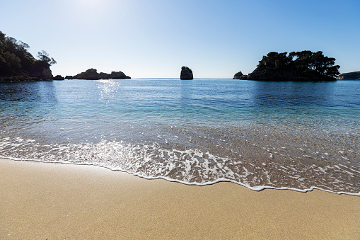 Beautiful sand beach in afternoon sun