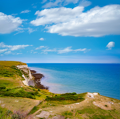 White Cliffs of Dover landmark in Kent England UK United Kingdom