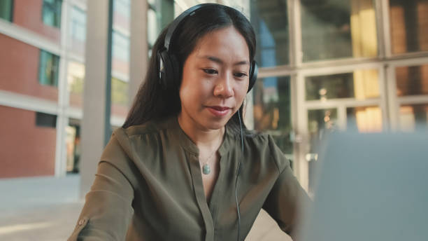 istock Young woman freelancer working on laptop 1455301061