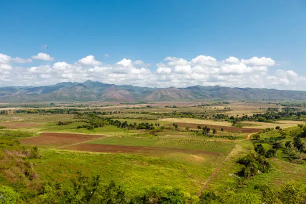 View of the former Iznaga sugar plantation and the Valley de los Ingenios near Trinidad, Cuba, Caribbean