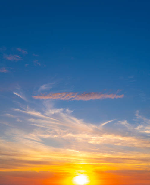 istock Sunset sky with blue and golden orange colors at dusk 1455302462