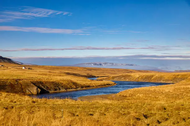 Photo of Vididalsa river valley in northern Iceland