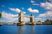 London Tower Bridge over Thames river in a sunny blue sky summer day in UK