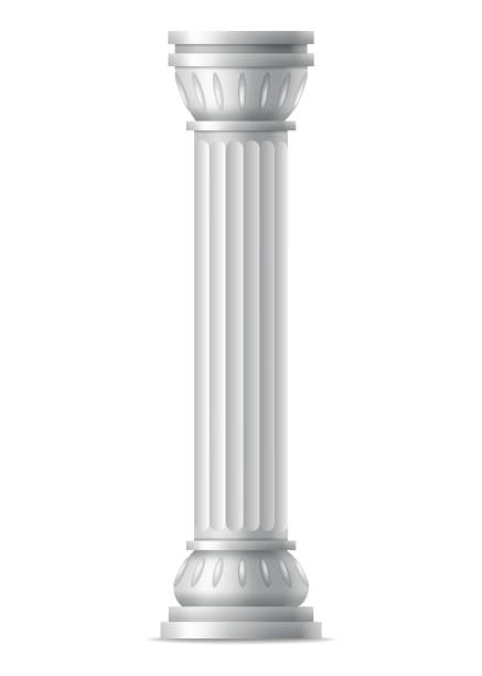 istock Antique column, realistic icon. Classic stone pillar of roman or greece architecture with twisted and groove ornament for facade design 1455306969