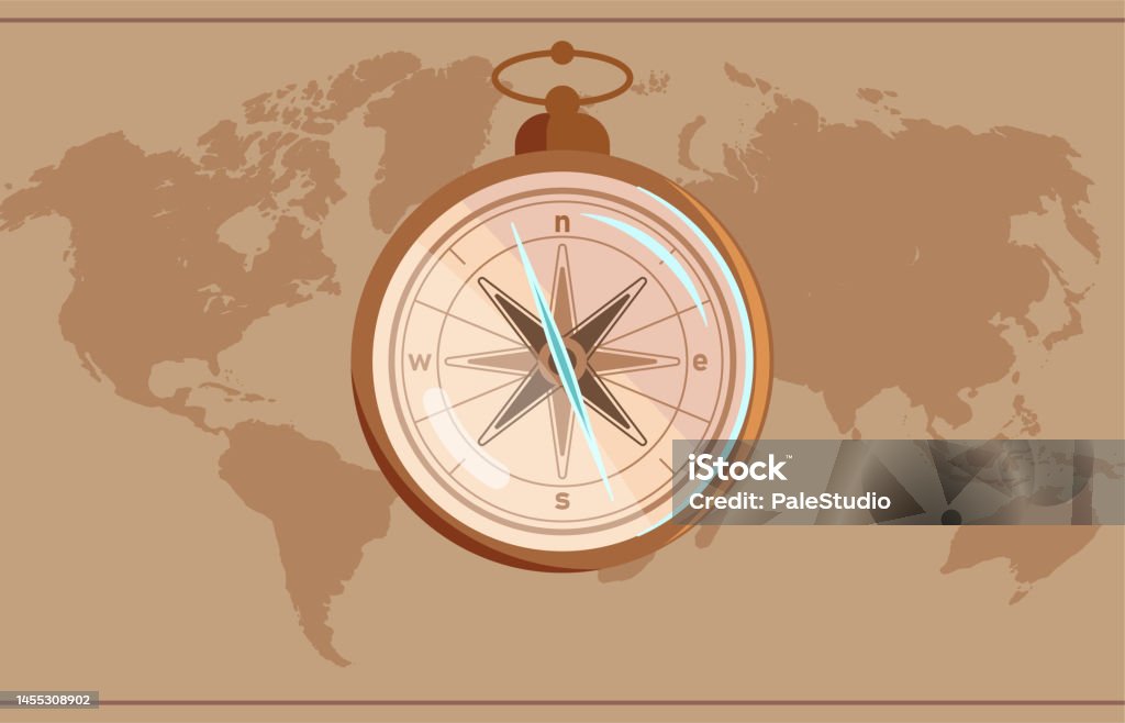 Compass Brown Isolated Brown Compass Symbol Flat Style Stock Illustration - Download ...