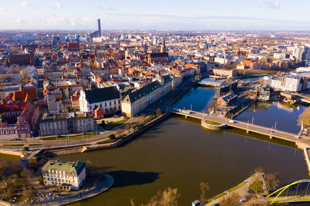 istock Aerial view of Wroclaw on Oder River with Market Square 1455311704