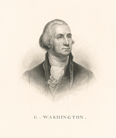 Portrait of US President George Washington engraving 1897