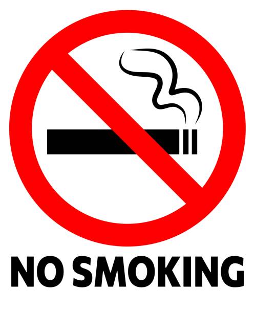 Sing No smoking with text. Stop cigarette symbol. Vector vector art illustration