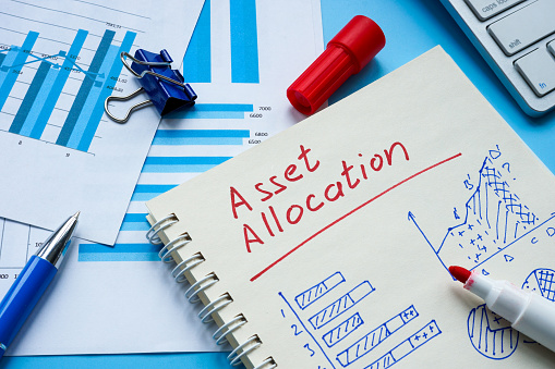 A Notebook with sign asset allocation and calculations.