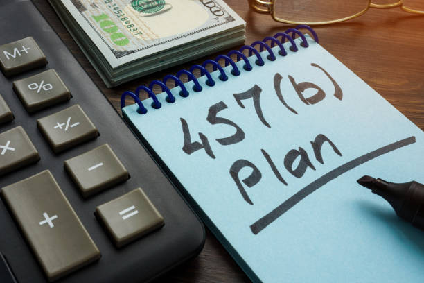 istock Inscription 457b plan and calculator as retirement plan concept. 1455314744