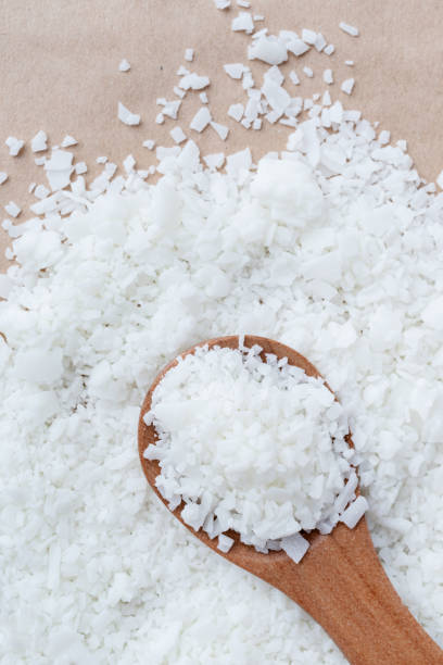 istock Close up of white soy wax for candle making. 1455315803