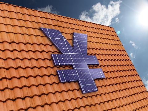 Solar panels renewable energy savings investment money yen