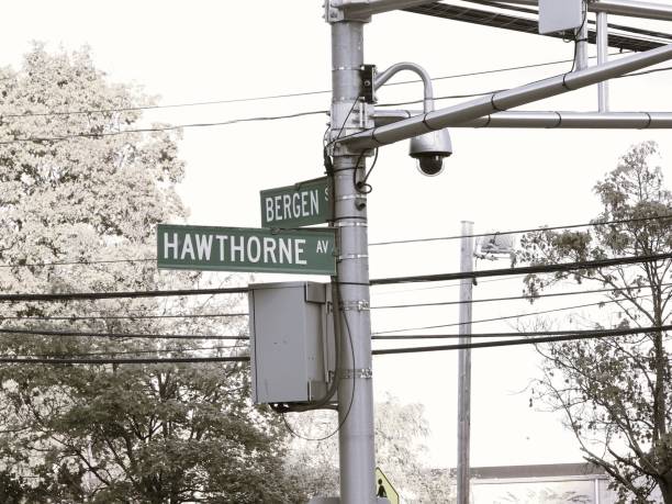 Street sign and road camera on the post