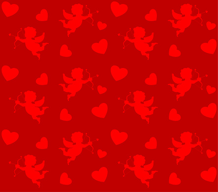 Love pattern seamless background. Design with cupid. vector.