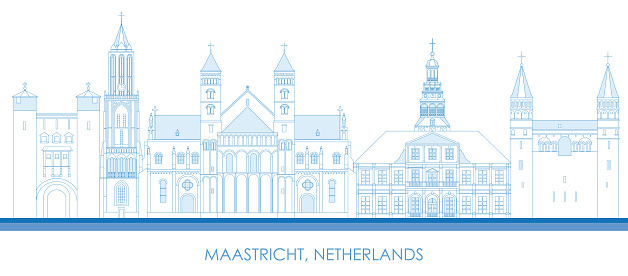 Outline Skyline panorama of city of Maastricht, Netherlands  - vector illustration
