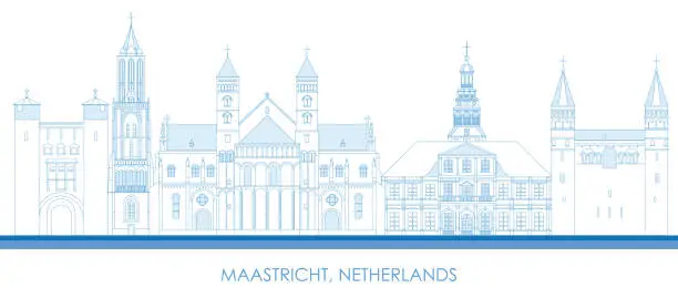 Vector illustration of Outline Skyline panorama of city of Maastricht, Netherlands
