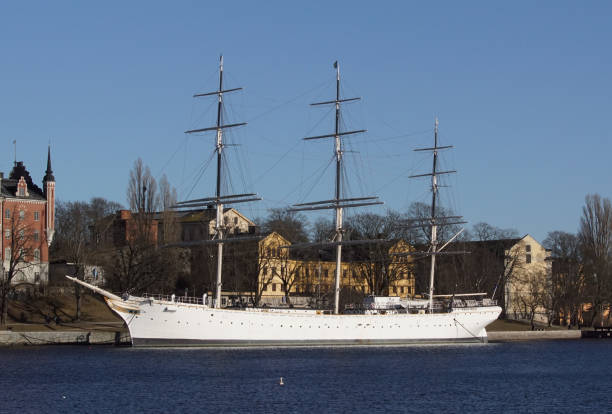 istock View of old ship and buildings against clear sky 1455321406