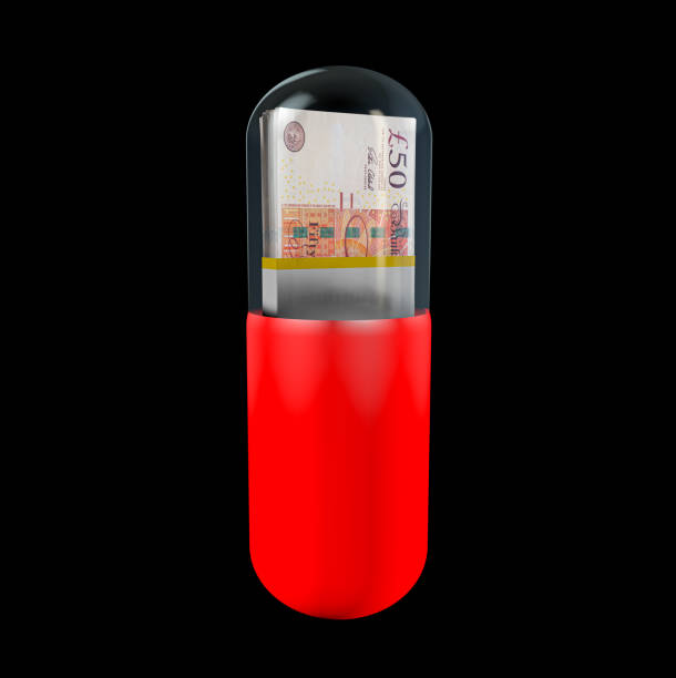 pound confezioni nella capsula, pillola. - pound symbol red british currency symbol foto e immagini stock