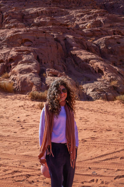 istock Caucasian female poseing in Wadi Rum, Jordan 1455325293