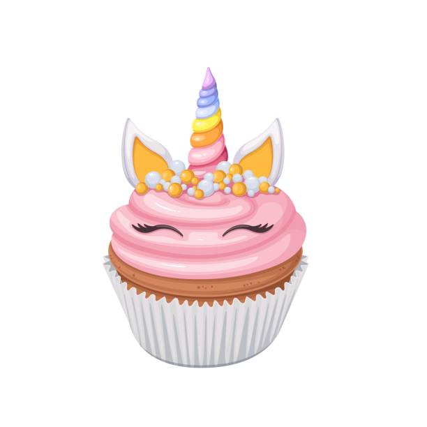 ilustrações, clipart, desenhos animados e ícones de cupcake de unicórnio - birthday cupcake cake candy